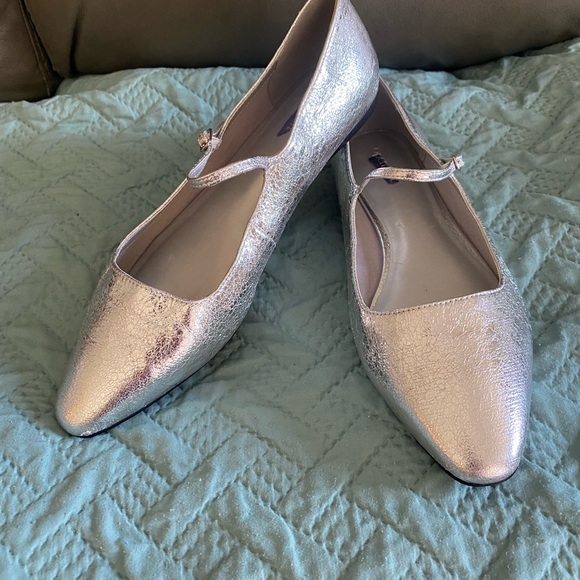 open edit Shoes - NEW Lovely Silver Ladies Ballet Mary Jane Flats Shoes 11 Summer Evening Wedding